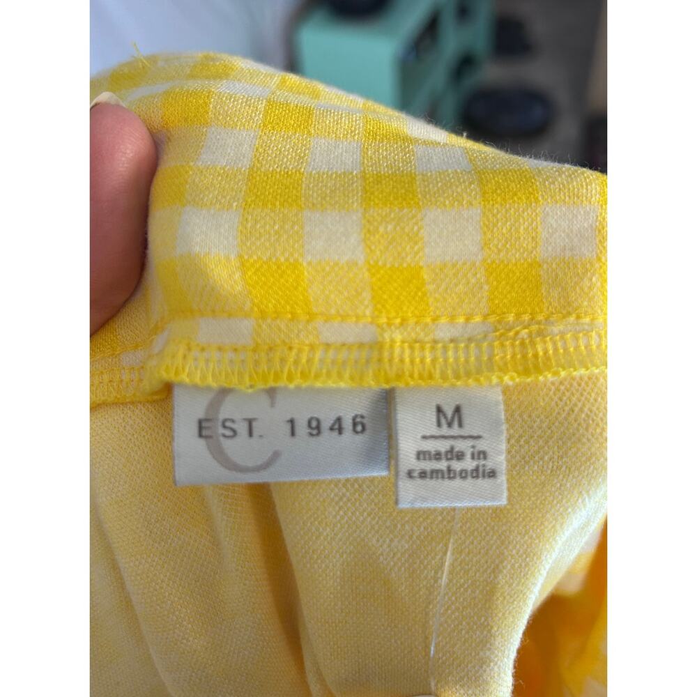 Cato Women's Size M Yellow Gingham Tie Belt Knee Length Pencil Skirt #0017 - Picture 3 of 5